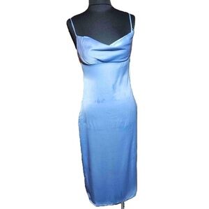 NWT WEWOREWHAT Womens Light Blue Cowl Midi Dress Size 2 XS